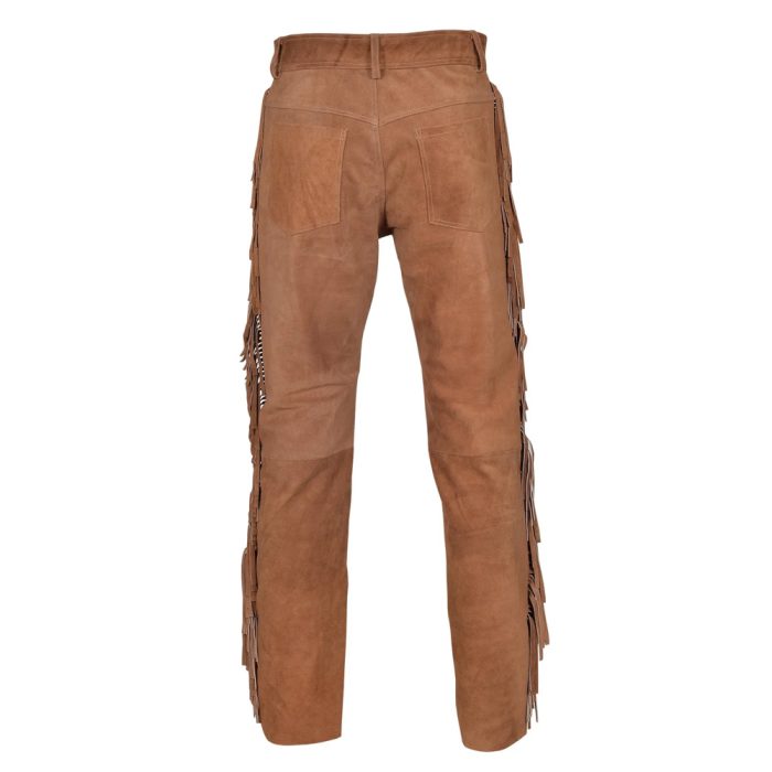 Western Suede Leather Cowboy Pants with Fringe