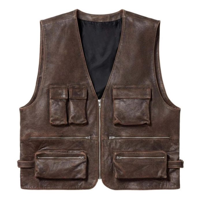 Vintage Style Genuine Leather Hunting Vest
