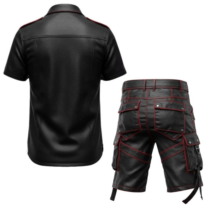 Leather Two-Piece Fashion Suit