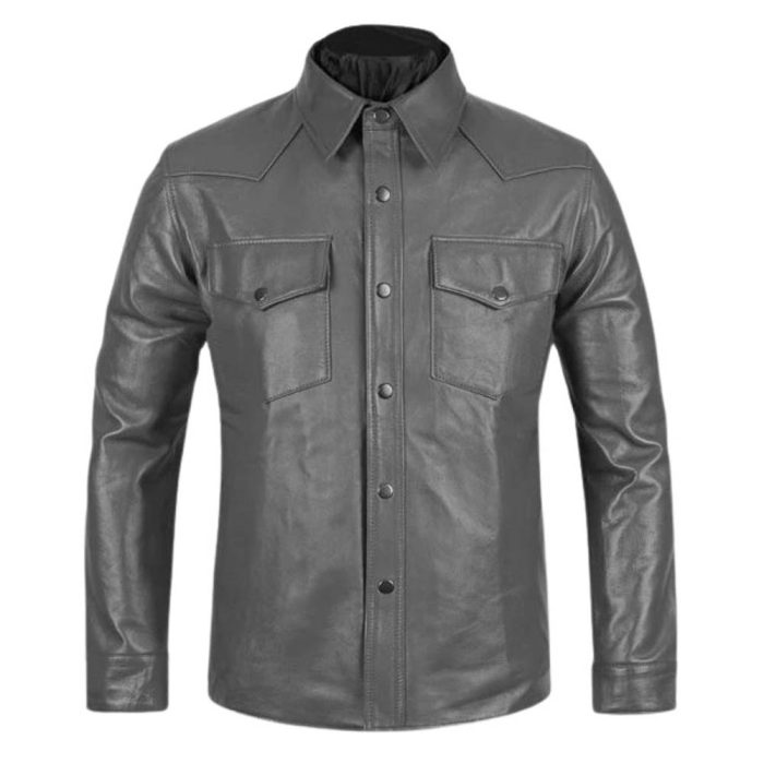 Luxury Leather Fetish Button-Up Shirt